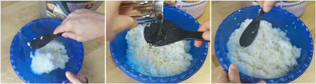 Condire e far raffreddare il riso