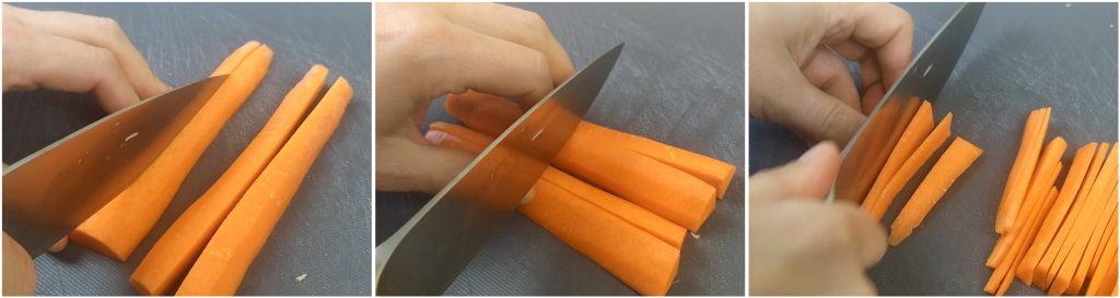 Affettare la carota in listarelle