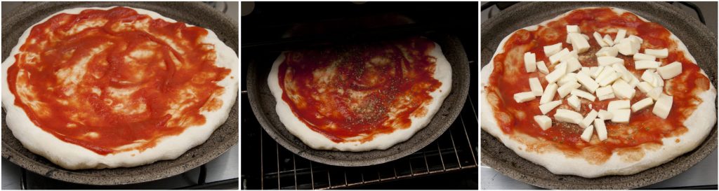 Cuocere la pizza nel forno con il grill alla massima potenza