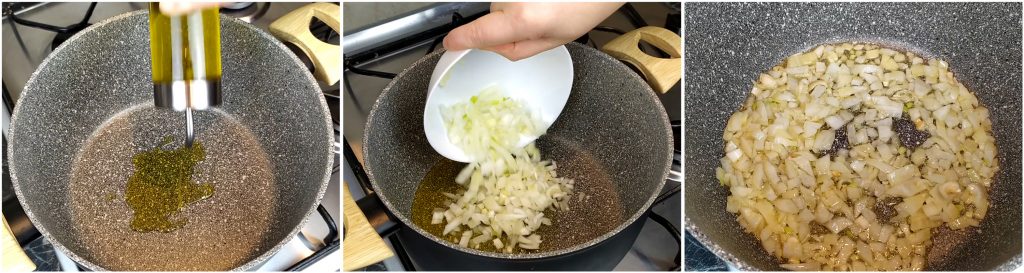 Rosolare la cipolla e l'aglio