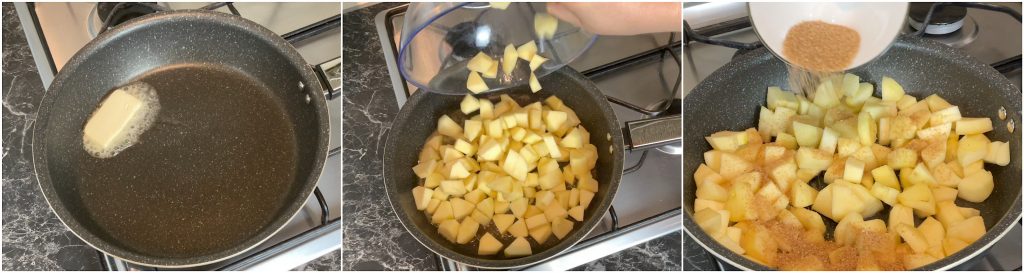 Cuocere le mele e aggiungere lo zucchero di canna