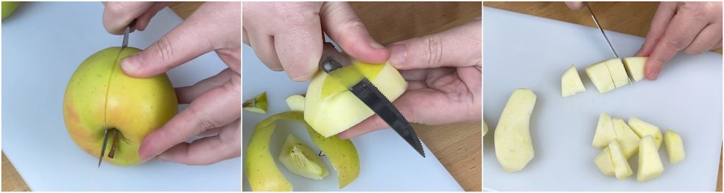 Tagliare le mele a tocchetti