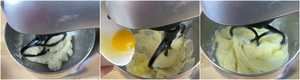Aggiungere due uova alla crema di burro