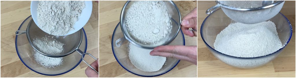 Setacciare la farina di castagne